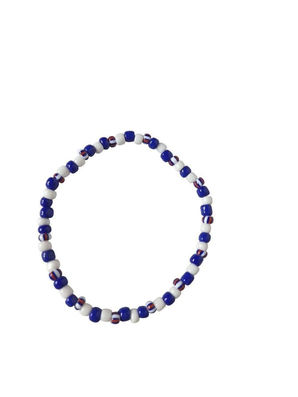 Handmade Beaded USA Flag Bracelet Red White Blue